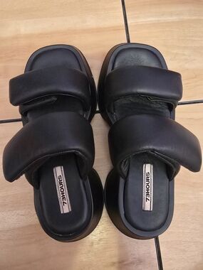 73HOURS Black Padded Slide Sandals Size 38 Or Us 8
